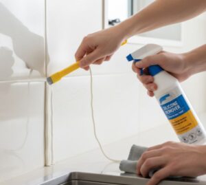 Limpieza de silicona - pared 